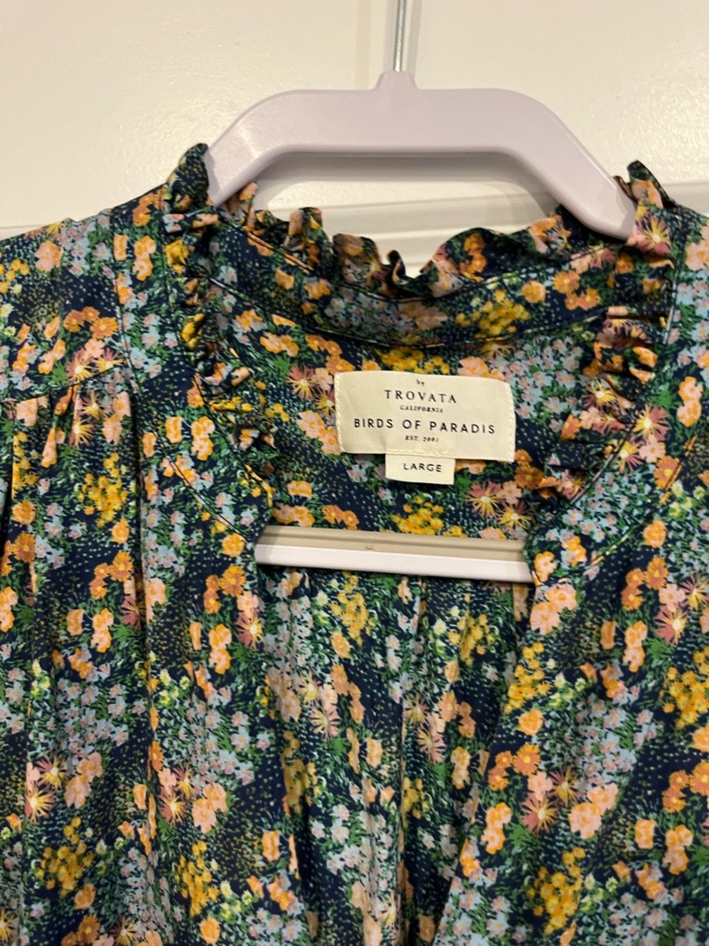 Trovata birds of paradis floral flower mini dress large short sleeve - Picture 2 of 3